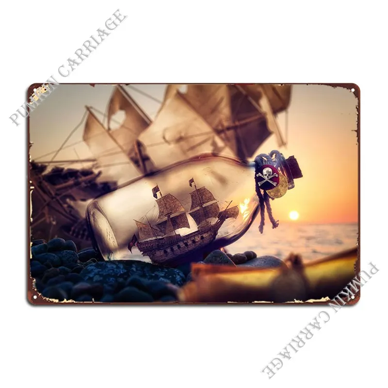 Ship In A Bottle Metal Sign Design Garage Decoration Party Club Poster Tin Sign Poster