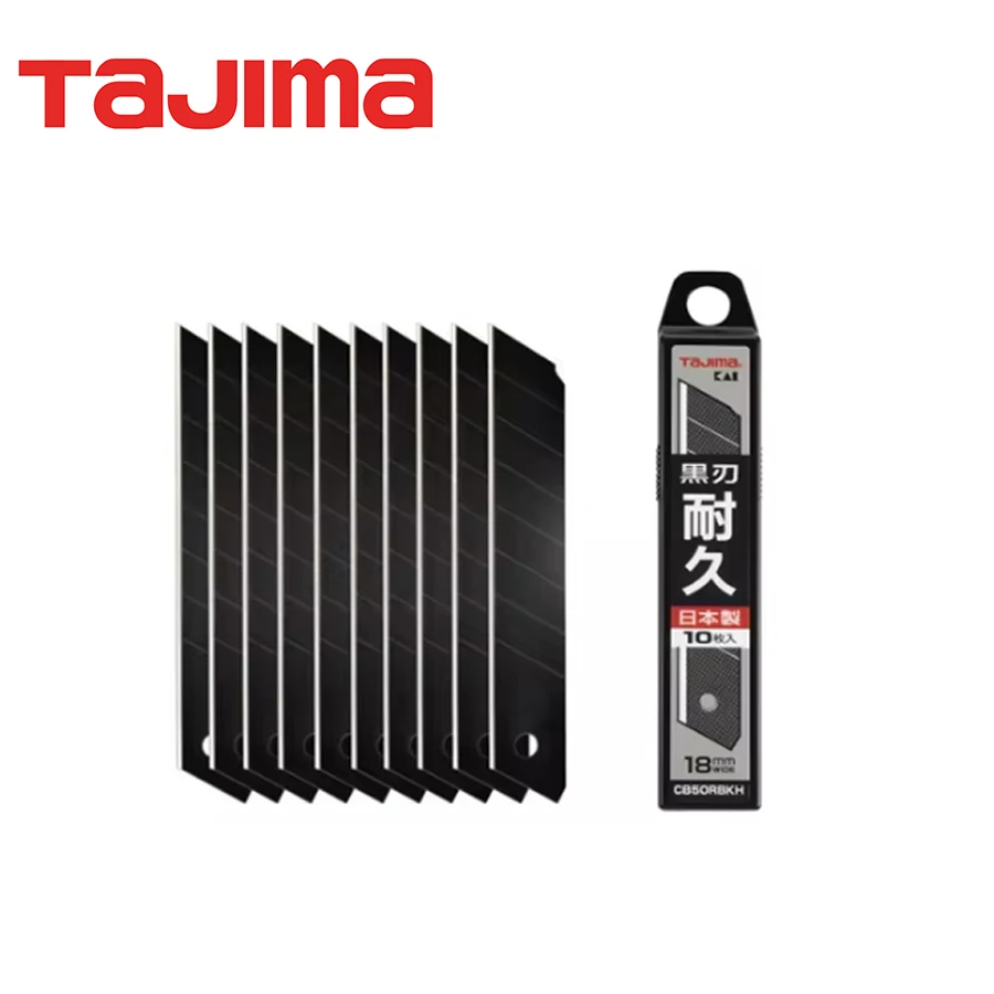 TAJIMA CB50RBKH 60 ° Cuchillas de repuesto KAI de ángulo de 18mm, 10 Uds., cuchillas de repuesto afiladas tipo L negras, accesorios de herramientas manuales duraderos