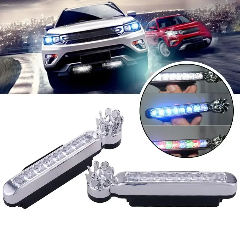 2Pcs Wind Energy No Need External Power Supply Car Daytime Running Lights 8 LED DRL Daylight Headlight Lamp
