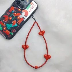 HERLOOK Red Heart Phone Charm Strap for Mobile Trendy Valentine Gift 2024 Cell Phone Y2K Accessories