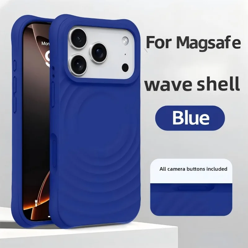 New Offical Liquid Silicone Water Ripple Case For iPhone 17 16 15 14 13 Pro Max For Magsafe Wireless Charger Magnetic Soft Cover view 4