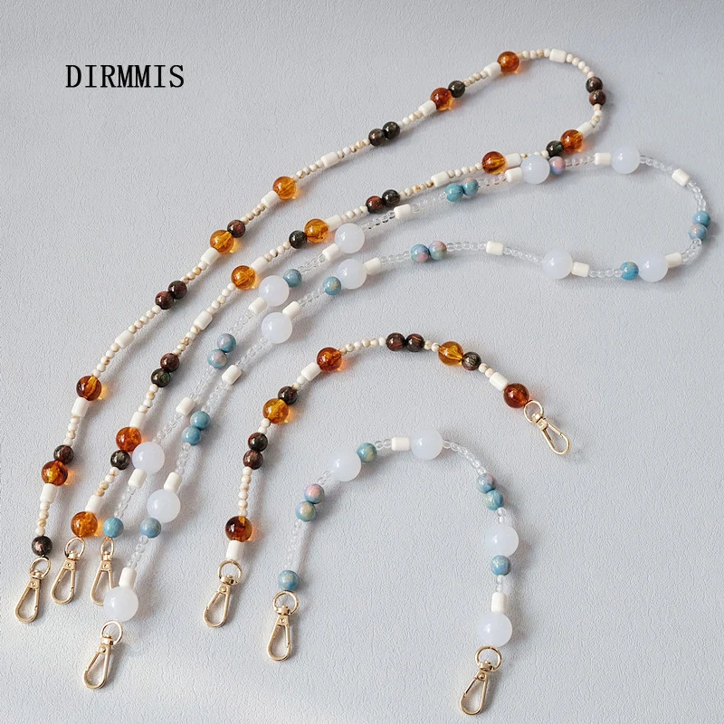 New Fashion Woman Bag Accessory Detachable Amber Beaded Chains Blue Acrylic Luxury Strap Women Handbag Shoulder Handle Chain