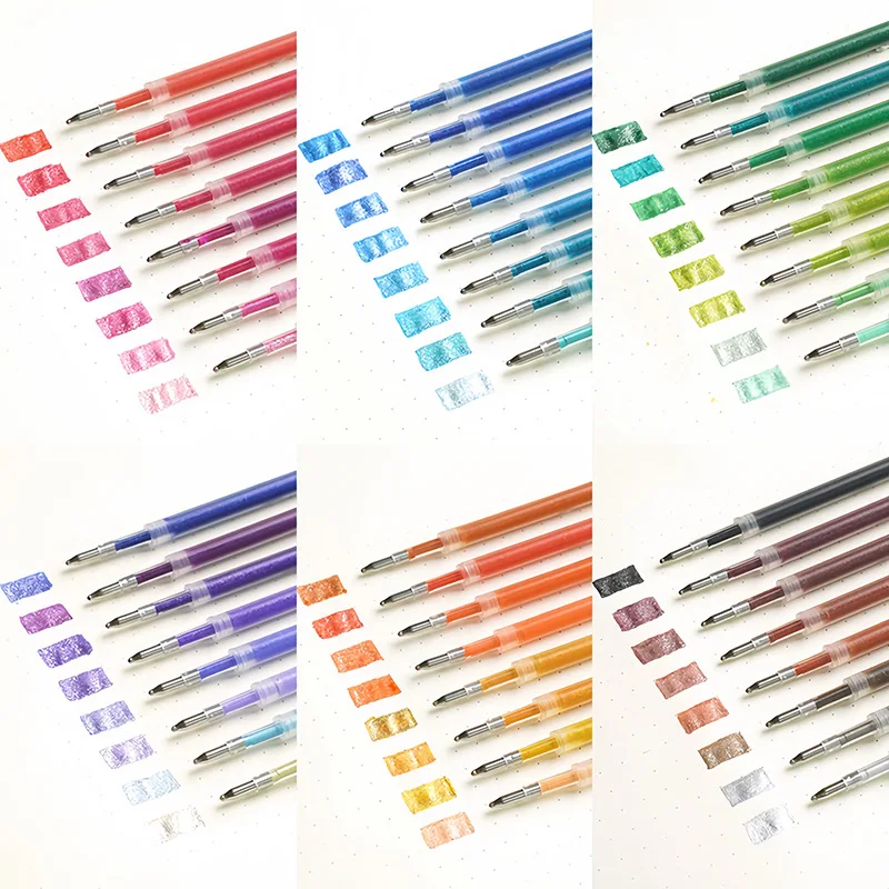 أقلام جل لامعة 48 لونًا، أقلام جل لامية لامعة نابضة بالحياة للتلوين، أقلام جل ملونة لكتب التلوين والكبار والرسم