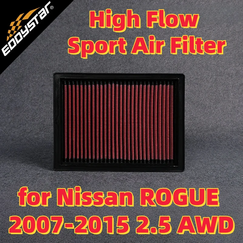 

Спортивный воздушный фильтр с высоким расходом для Nissan ROGUE 2007-2015 2,5 AWD, моющиеся гоночные впускные фильтры