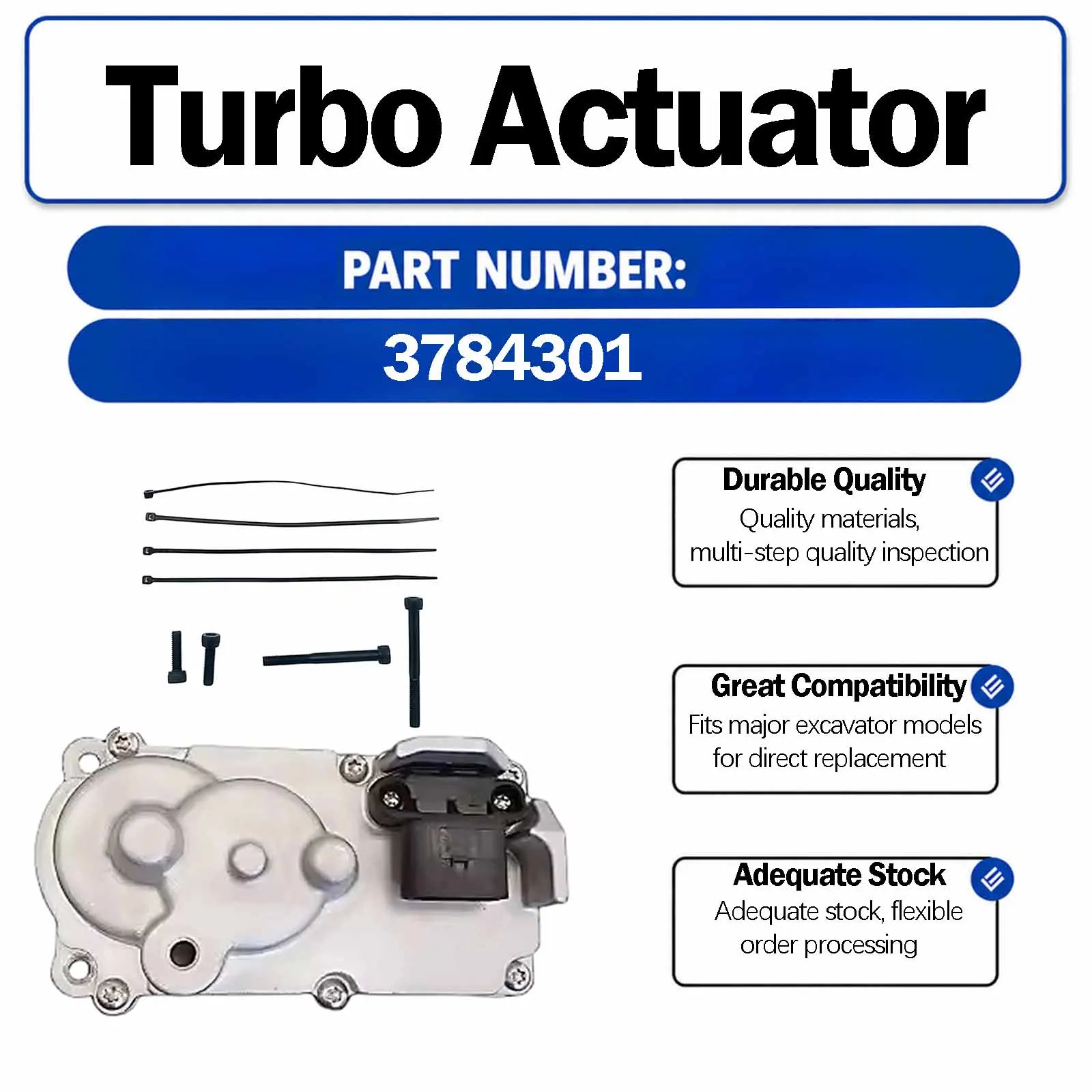 12V Turbo Eletronic Actuator 3784301 For Cummins 8.9 ISC ISL Engines (With cooling water holes)HE300 Series