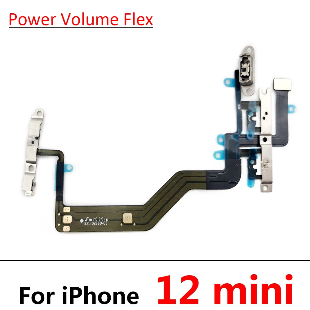 20Pcs, Power Flex with Metal Holder For iPhone 11 12 Pro Max 12 Mini Switch Power Volume Button Flex Repair Parts