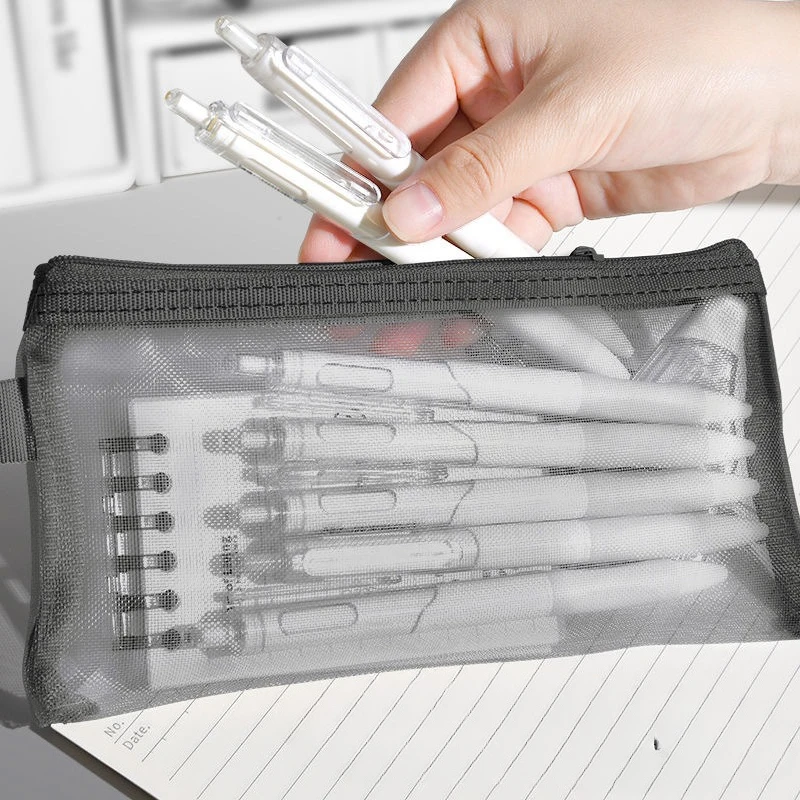 

19x11cm Mesh Zipper Pouch Document Bag Waterproof Zip File Folders School Office Supplies Pencil Case Storage Bags