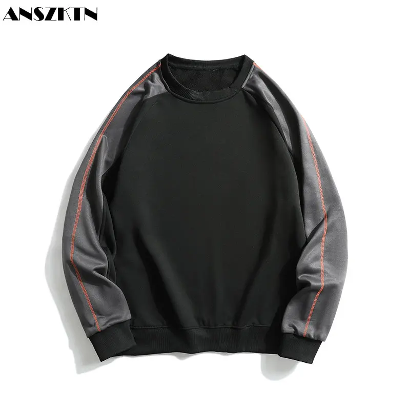 

ANSZKTN Men's spring and autumn loose thin casual trend crewneck leggings sweater hoodie