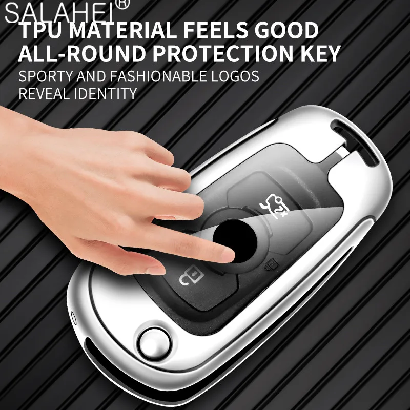 Alloy Leather Car Flip Key Case Cover Shell Keychain For Buick VERANO ENCORE GX GL6 2018- 2020 For Opel Vauxhall Astra K Corsa E