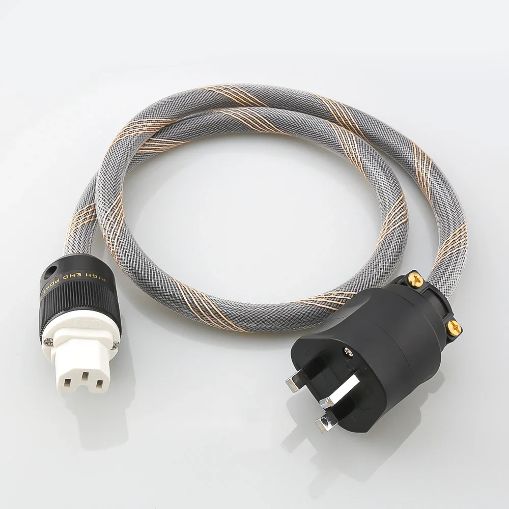 P101 High Reference Amplifier OFC Copper UK AC Power Cable with Rhodium plated UK power plug IEC Female Male Power Cord Wire