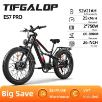 Tifgalop ES7pro Electric Bike 26*4 inch Adult E-Mountain Bike 750W*2 Motor electric bicycle 52V21Ah Battery Fat Tire Ebike
