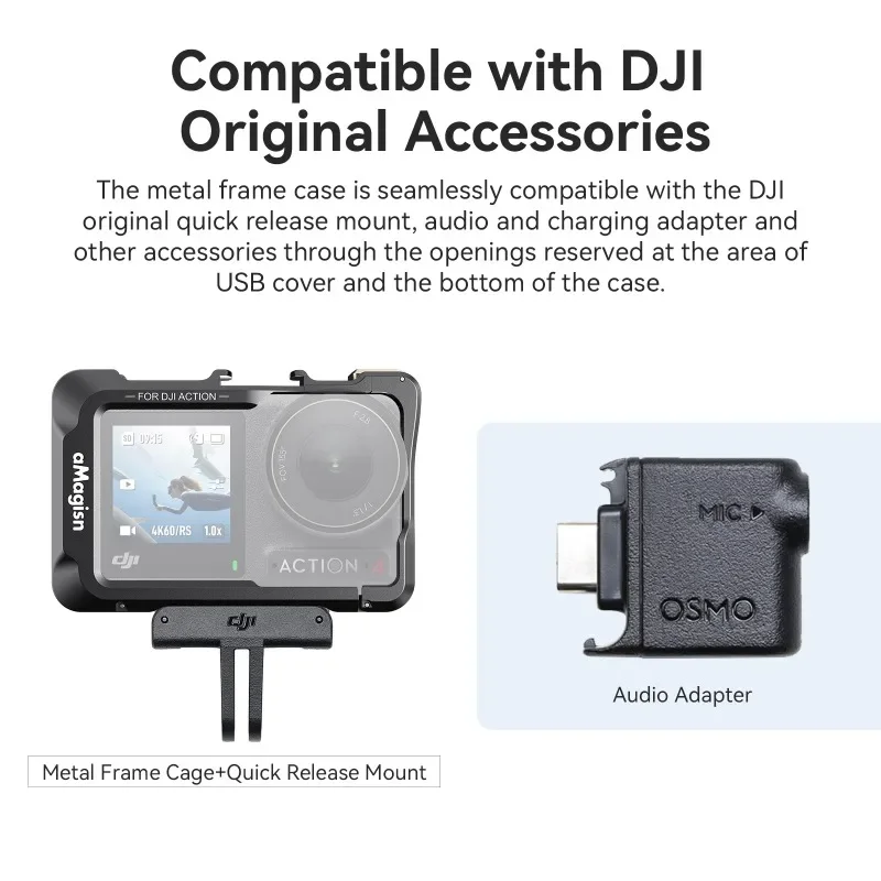 AMagisn-Cadre de protection pour DJI Action5Pro, 4/3 Metal Rabbit, Premium, Horizontal, Vertical, Shooting