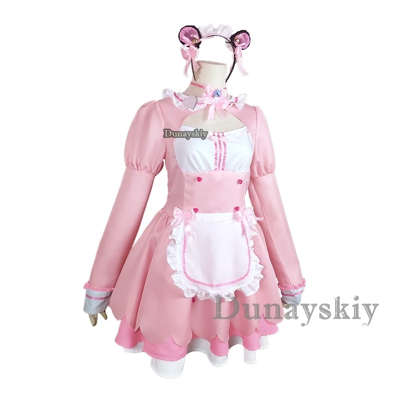 Anime jogo nekopara chocolate baunilha cosplay traje peruca vestido de empregada lolita servo saia mulher sexy kawaii festa de aniversário terno