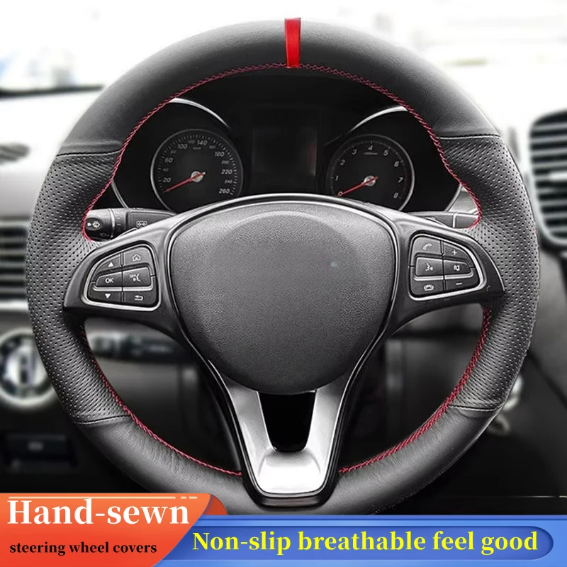 

Car Steering Wheel Cover Genuine Leather For Mercedes Benz W176 W246 W205 C117 C218 X218 W213 X156 X253 W166 X16 Car Accessories
