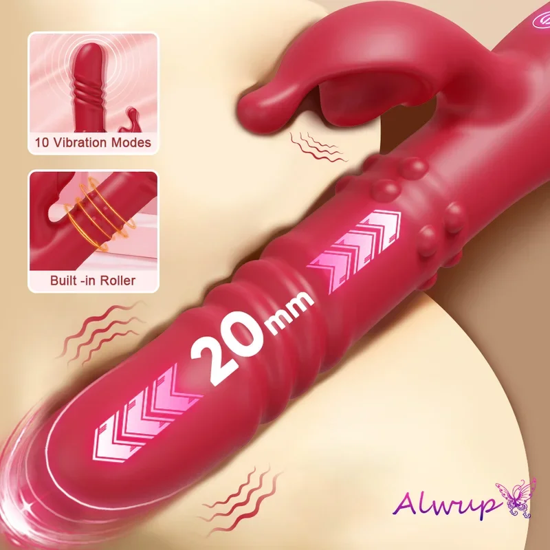 Rabbit Vibrator Women Powerful G Spot Telescopic Rotating Clitoris Vagina Stimulator Female Masturbator For Adult Sexy Toys