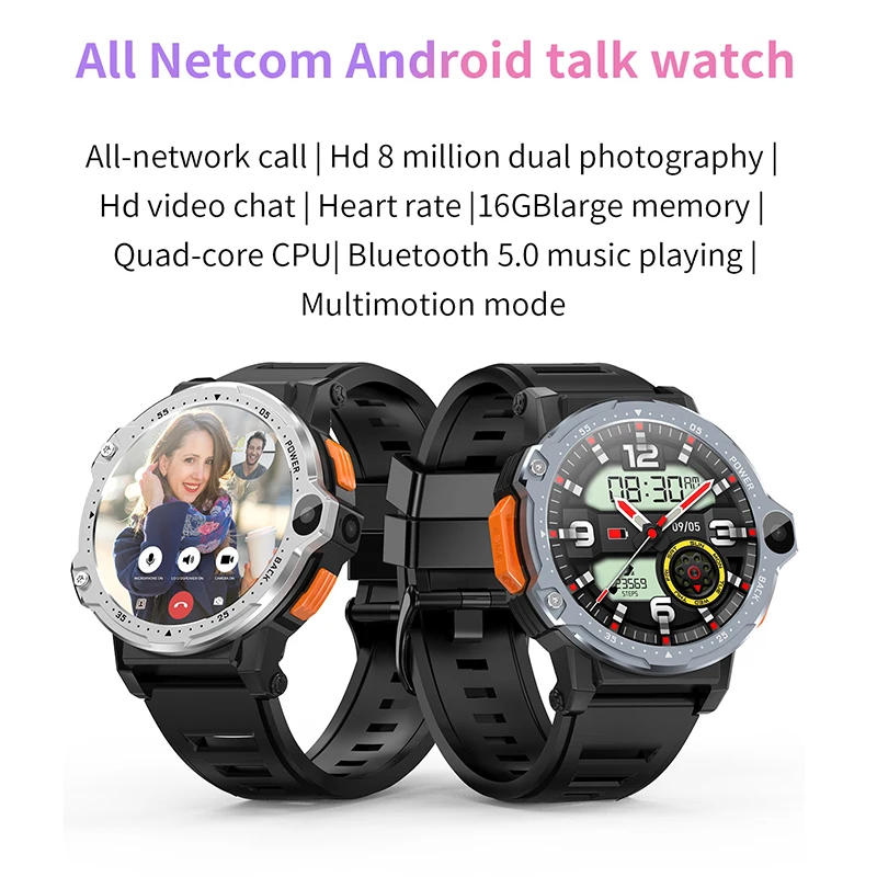 NEW 4G NetworK Smart Watch GPS Wifi SIM NFC Dual Camera Rugged 16G 64G ROM Storage Google Play IP67 Android Smartwatch