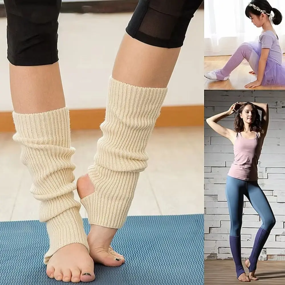 Penutup Kaki Panjang untuk Wanita, Pelindung Kaki Balet, Kaus Kaki Latin, untuk Olahraga, Pemakaian Sehari-hari, Kaus Kaki Rajut Balet, Kaus Kaki Yoga