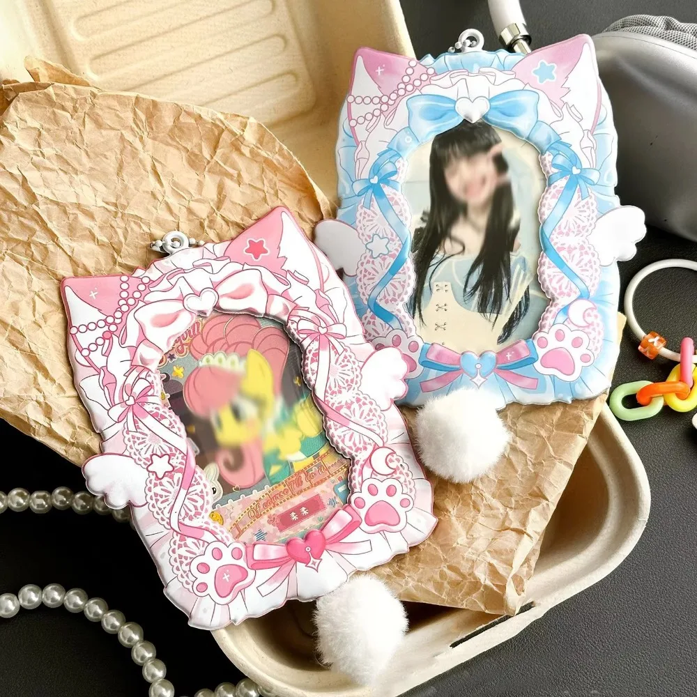 Kawaii 3 Inch Photocard Holder Kpop with Keychain ID Badge Holder Y2K Card Protector for Girl