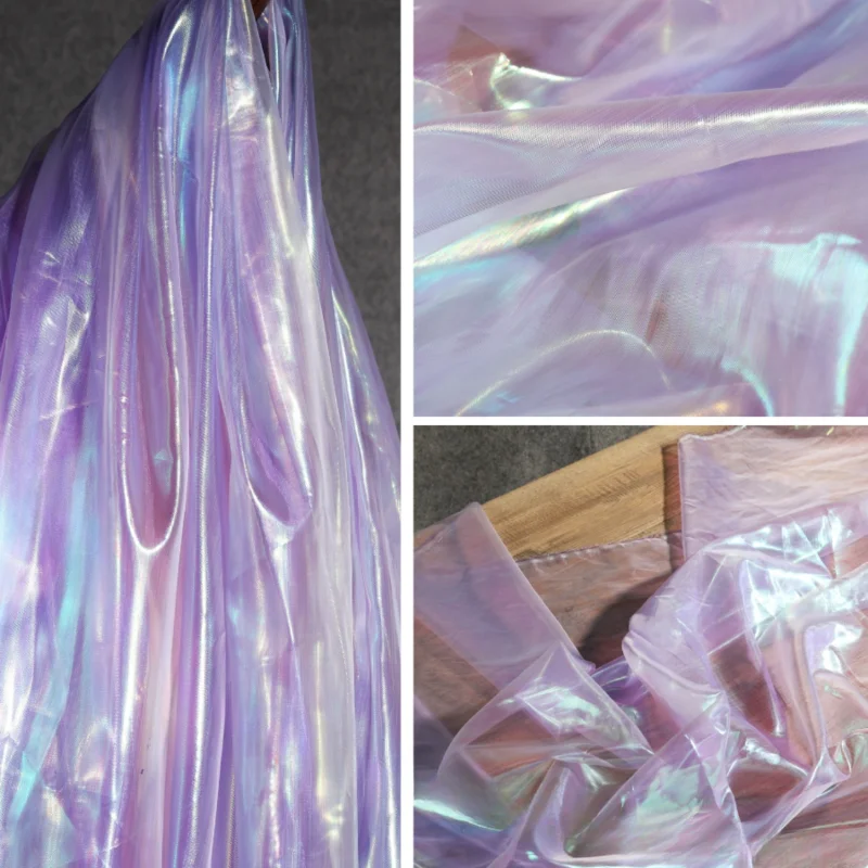 

Colorful Mesh Violet Laser Organza Smooth Creative Dress Wedding Fabric Perspective Designer Fabric