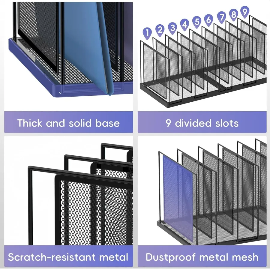 9-секционный настольный органайзер для файлов, вертикальный держатель для файлов, сетчатая настольная папка для файлов, металлический органайзер для файлов, подставка для офиса, дома, класса