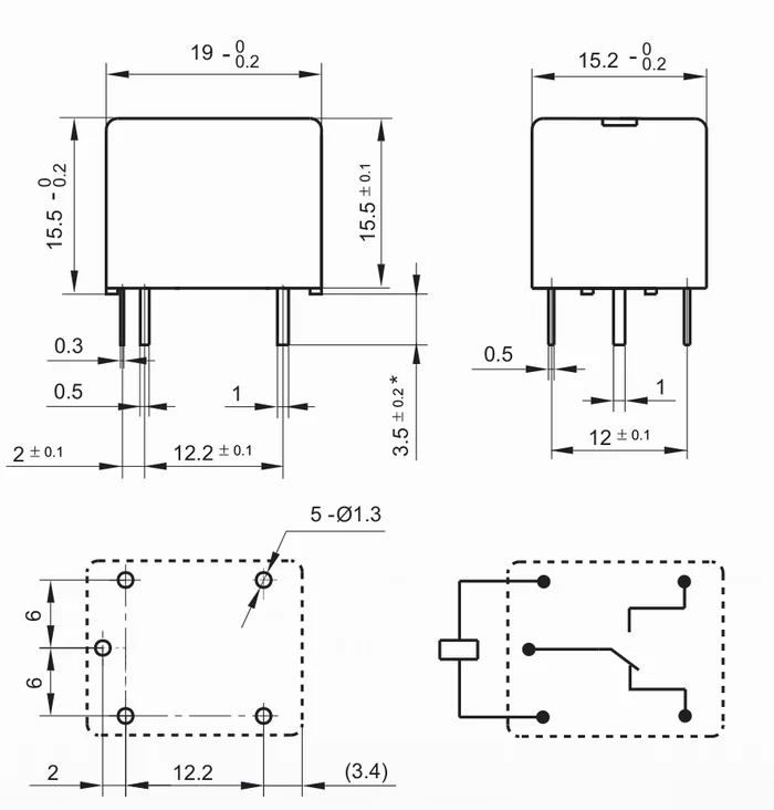 New HHC66A-1Z-5V/12V/24V/48VDC (T73-1C-10A) Relay 5 pins