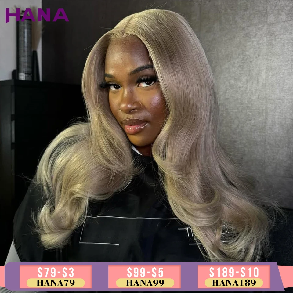 

Transparent 13X4 13x6 Lace Frontal Wig Gray Ash Blonde Colored Human Hair Wig For Women PrePlucked 7x5 Lace Closure Wig On Sale