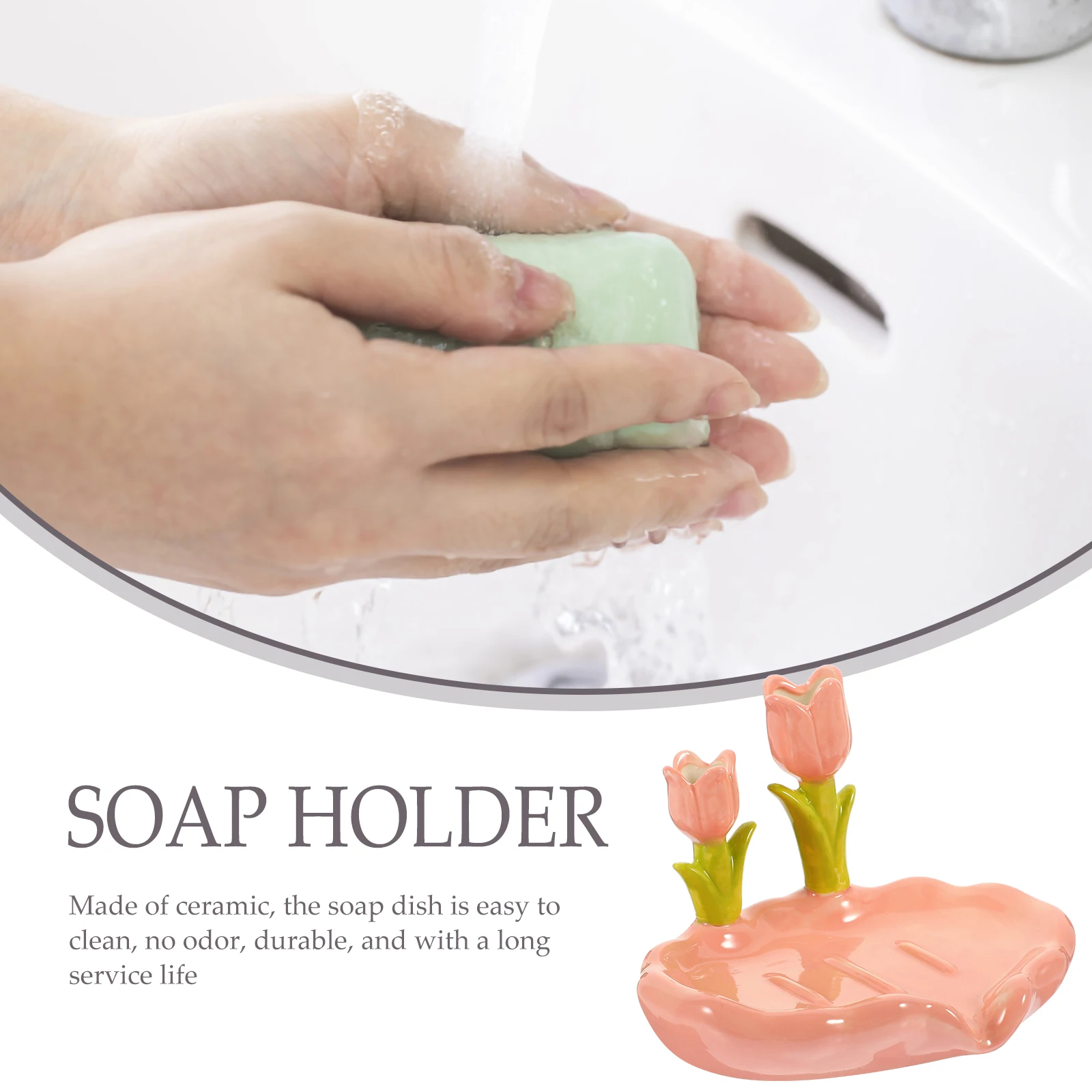 

Ceramic Flower Soap Dish with Drainage Design for Bathroom Kitchen Home Decor - Sunflower Soap Holder for Shower Sink Vanity,