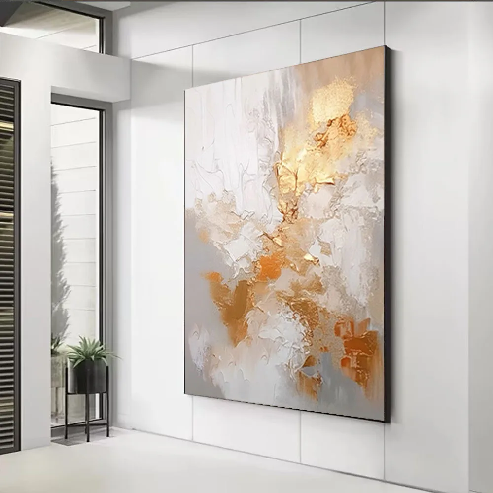 

100% Hand painted Modern Oil Painting on Canvas orange large vertical Wall Art pictures Top Home Decor Gift indoor Art paintings