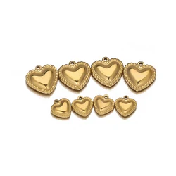 5pcs  Stainless Steel Embossed Classical Heart Charms Pendants for DIY Necklace Jewelry Gifts Making Findings Wholesale Bulk