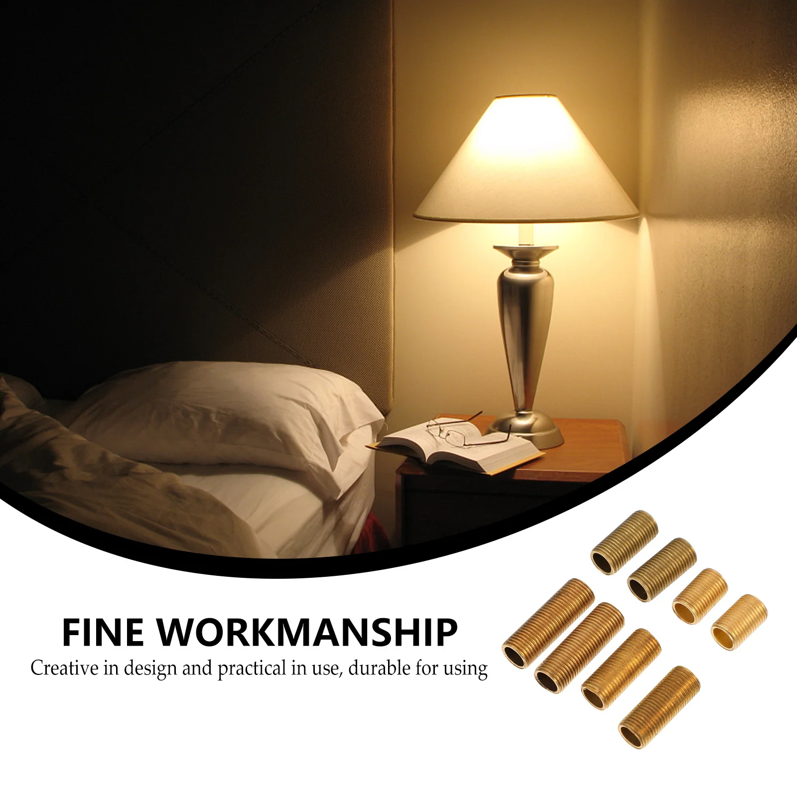 

8Pcs Brass Thread Rods Sturdy Lamp Connectors Creative Hollow Light Accessories for Sockets Brass Thread Rods Light Accessories