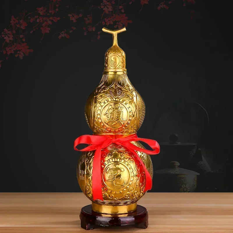 1PCS Copper Gourd with Base Feng Shui Decoration living room Office Home Decoration Crafts and accessories Attract wealth plant