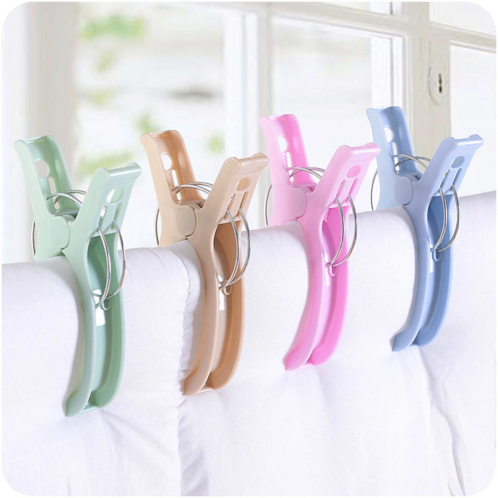 

6pcs Clothespins Plastic Quilt Clips Large Size Windproof Dry Prevent Falling Strong Wind Home Storage