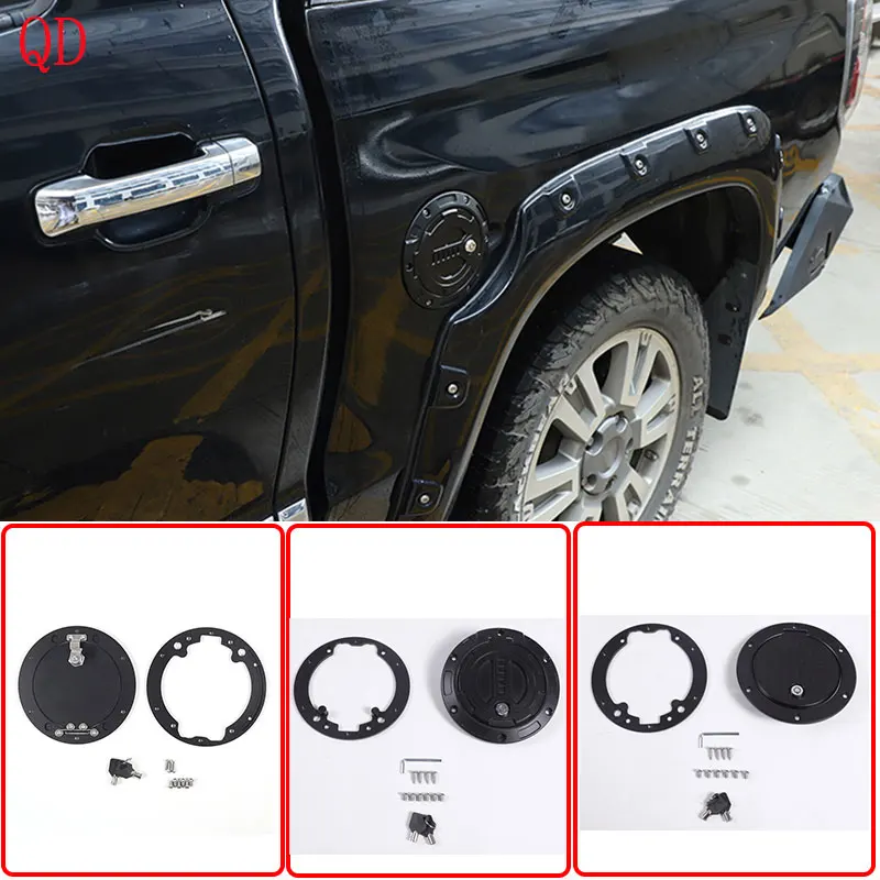 Aluminum Alloy Black For Toyota Tundra 2007-2021 Car fuel tank cap anti-theft lock cover sticker car decoration accessories