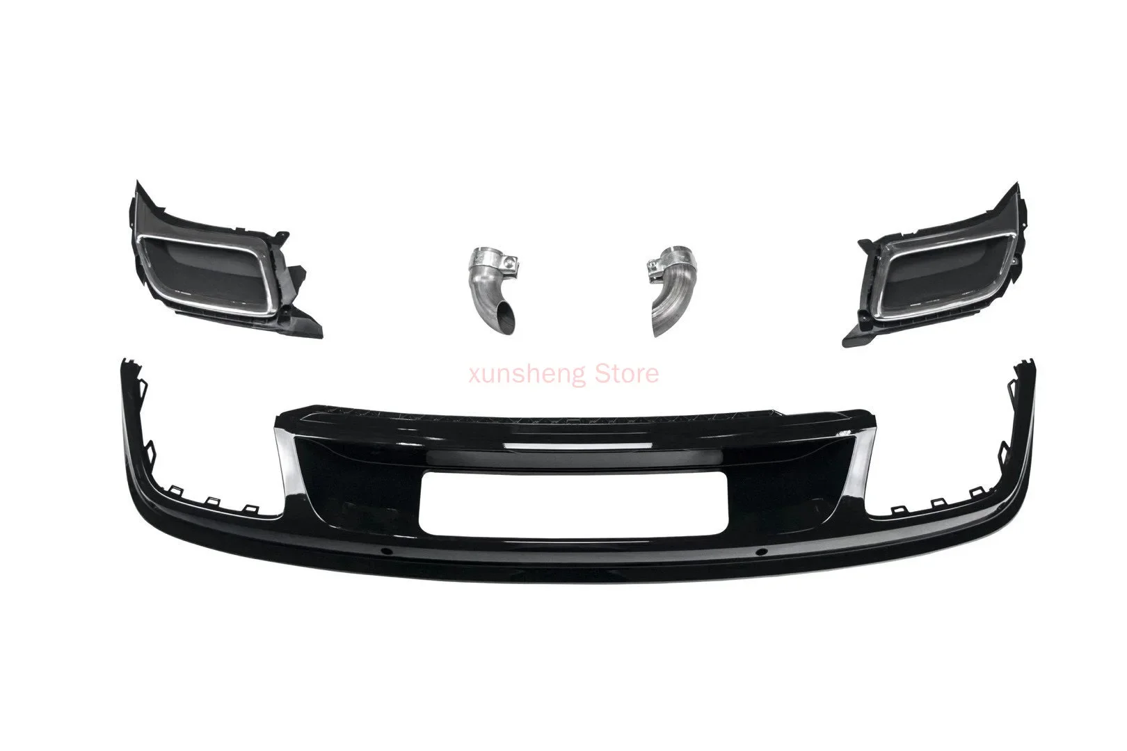 

Rear Bumper Diffuser Rear Lip Double Exhaust Tube Tips For Tiguan 2017 2019+ 2023 Upgrade Double Square Exhaust Tube Car Styling