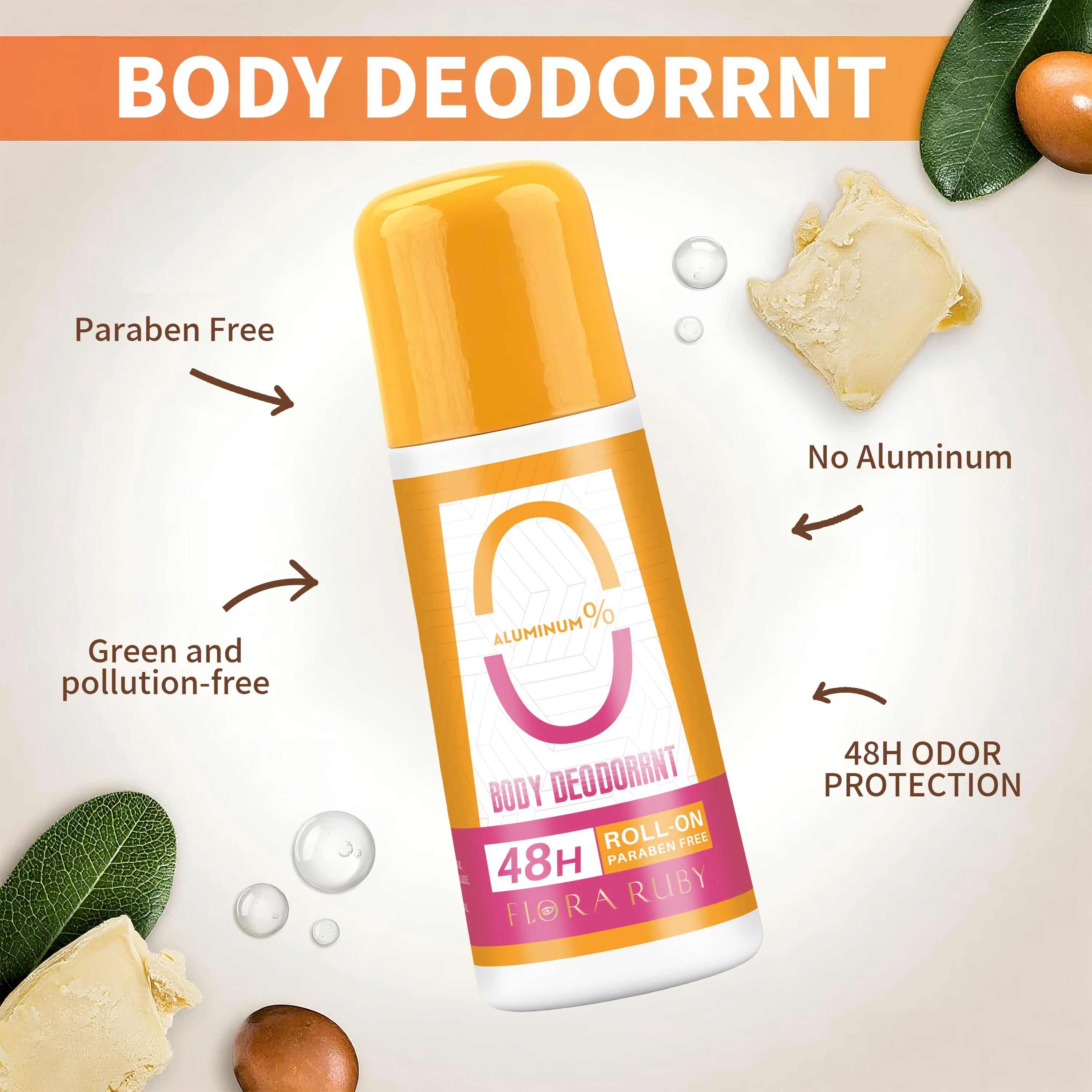 فلورا روبي 90 جرام خالية من الألومنيوم وخالية من باربين، 48 ساعة من العطر اللامع، رائحة طبيعية نضارة تدوم طويلاً #4