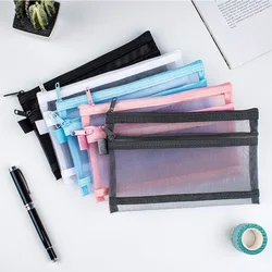 1PC Large Capacity Pencils Bag Aesthetic Pen Stationery Supplies Transparent Zipper Pouch for School Girl Pen Case