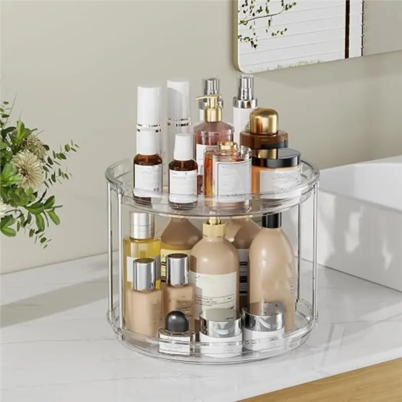AB11-360° Rotating 2-Tier Clear Makeup Organizer