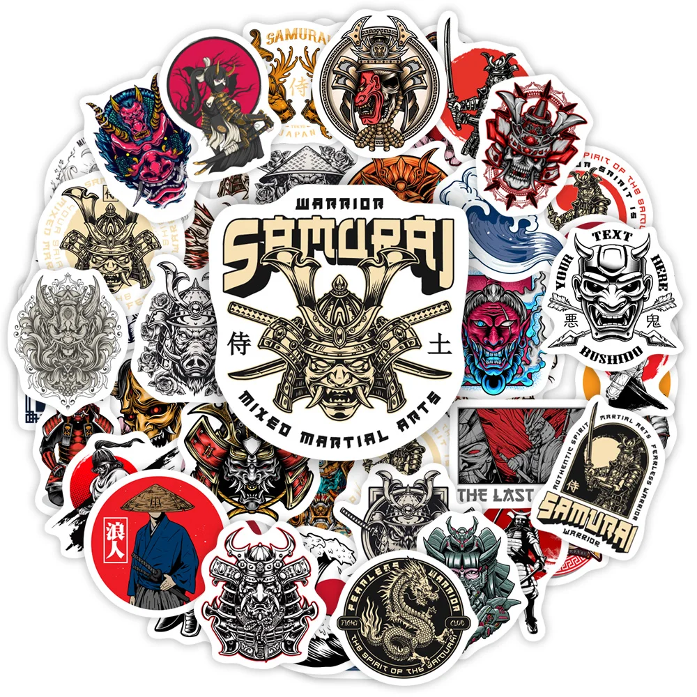 Japanese Samurai Stickers Bushido Demon Evil Mask Cool Gift DIY Waterproof Decal for Motorcycle Helmet Board Guitar Laptop Phone