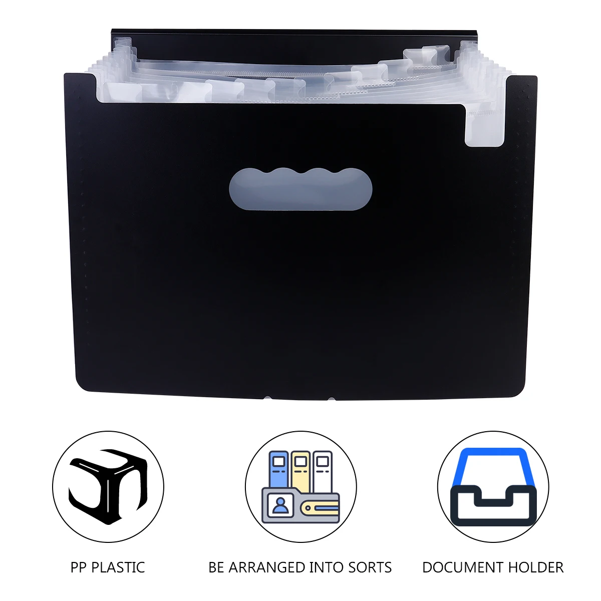 

1Pcs File Folder A4 Black Plastic Document Organizer Large Capacity Secure Buckle Frosted Texture File Folder