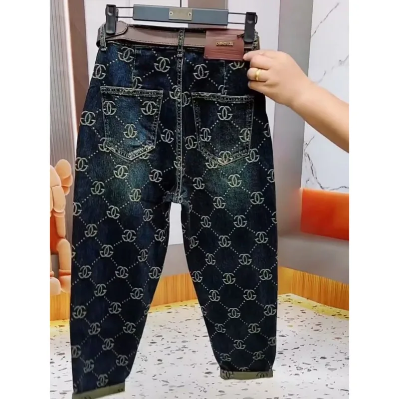 2024 New Trend Design Retro Jeans Women Embroidery High Waist High Waist Harem Pants Spring Autumn Causal Loose Capri Pants