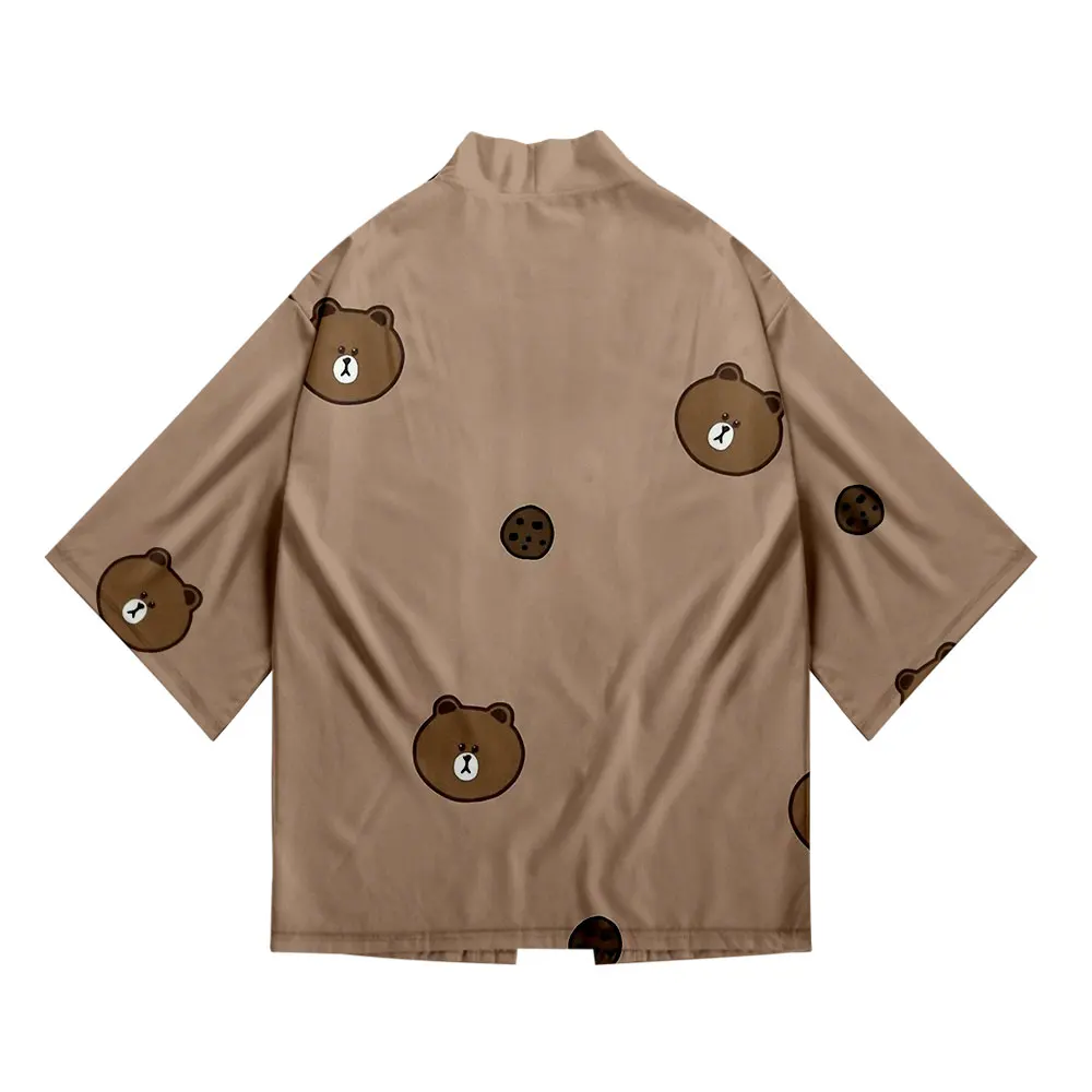 Bare bear printed kimono game cosplay cardigan top home casual sexy short robe outerwear pajamas short bathrobe 100-6XL image 4