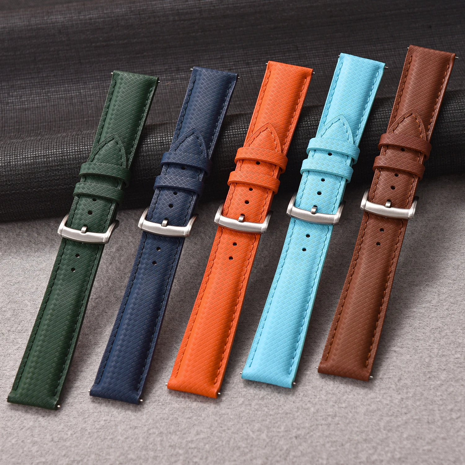 New Design FKM Rubber Leather Watch Strap 18mm 19mm 20mm 22mm Quick Release Sailcloth Watch Bands Universal Waterproof Wristband