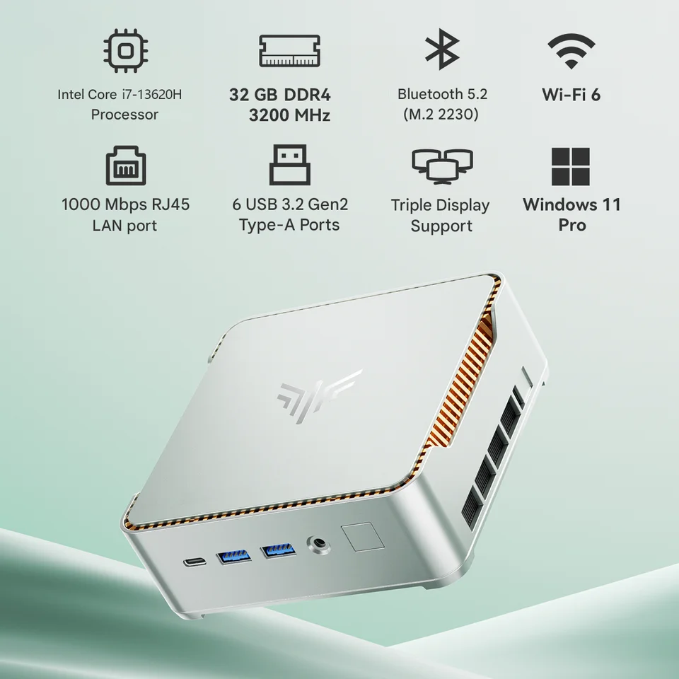NiPoGi H2 Mini PC Intel Core i7-13620H Mini Computer 32GB DDR4 1TB