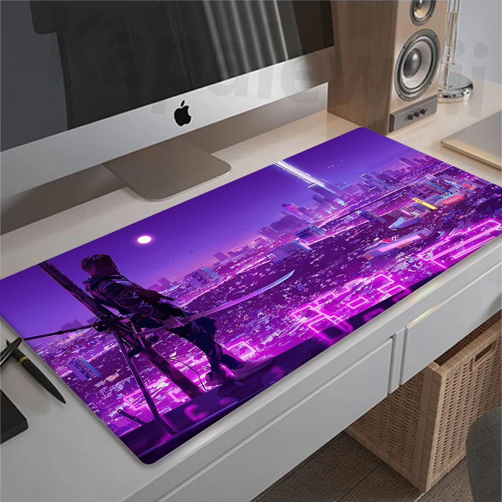 Gaming Neon City Mousepad Gamer Room Decoration Carpet Speed accessori tappetini per tastiera tappetino per Mouse per Computer tappetino per Mouse da gioco di grandi dimensioni