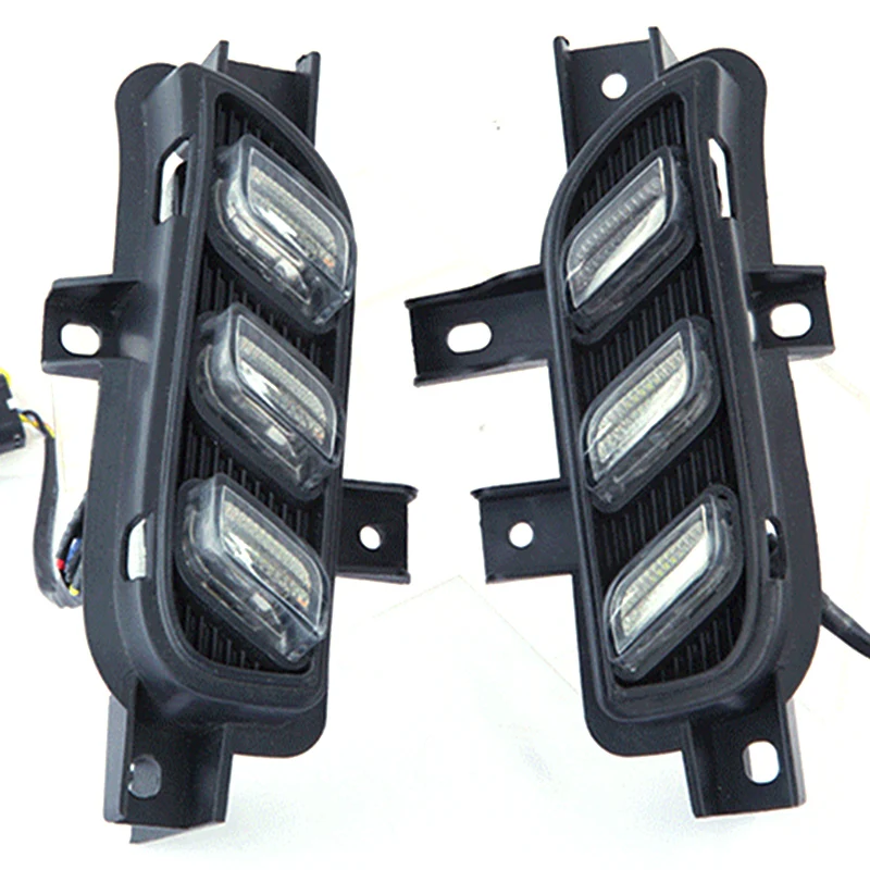 2pcs LED DRL daytime running light top quality for kia k3 2016, blue night light, yellow turn signal