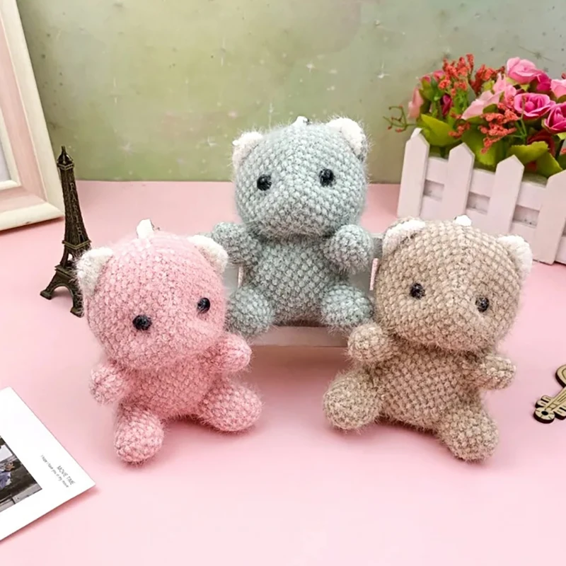 New Cartoon Cute Fun Plush Bear Keychain Stuffed Soft Soothing Doll Exquisite Kids Bed Pendant Car Keychain Girl Birthday Gift