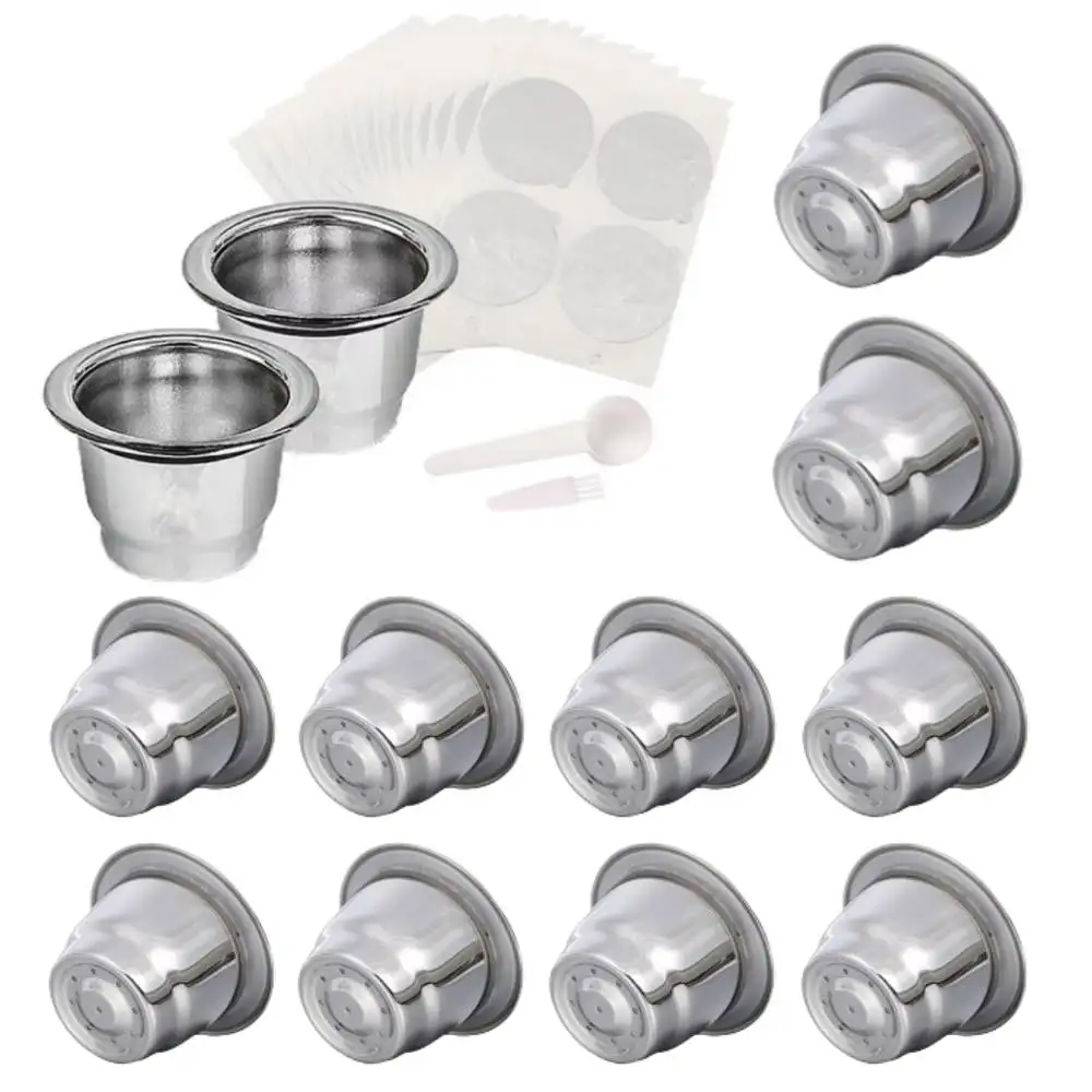 Recarga de cápsulas de café Nespresso, cápsula de café Nespress recargable de acero inoxidable, taza de filtros de café italianos reutilizables