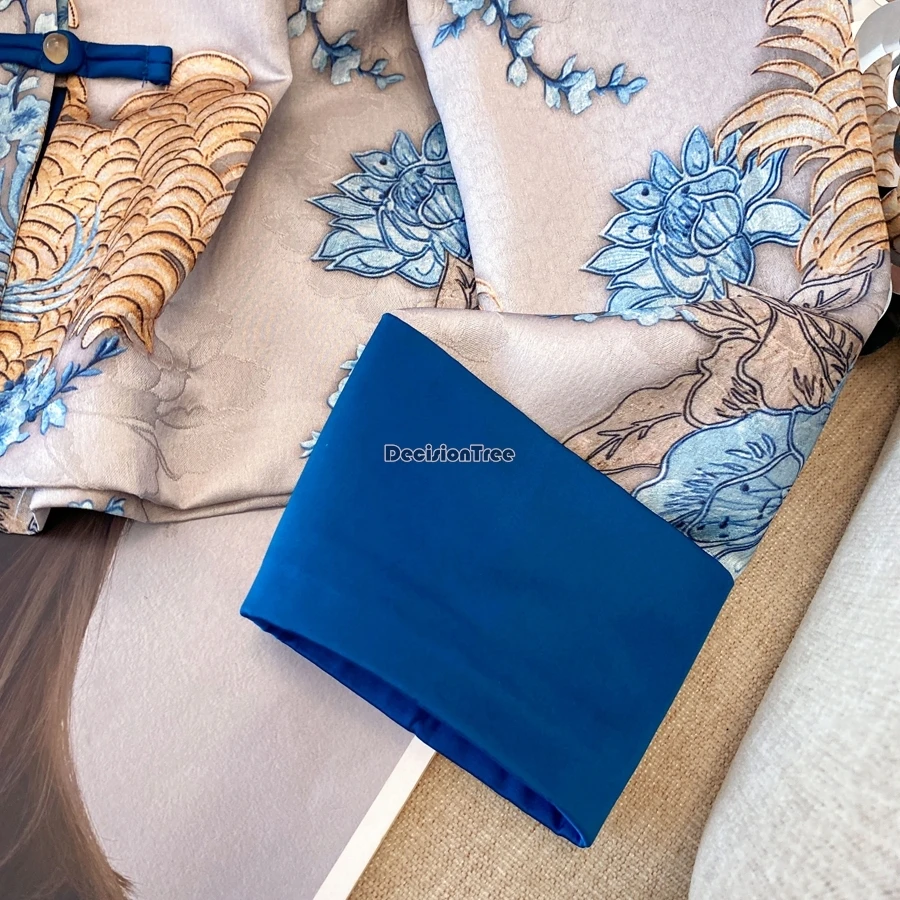 سترة بدلة تانغ مطبوعة على الطراز الصيني الجديد لعام 2025 ذات ياقة ثابتة تقليدية محسنة وأكمام طويلة ومطبوعة بتصميم عتيق t001 #4