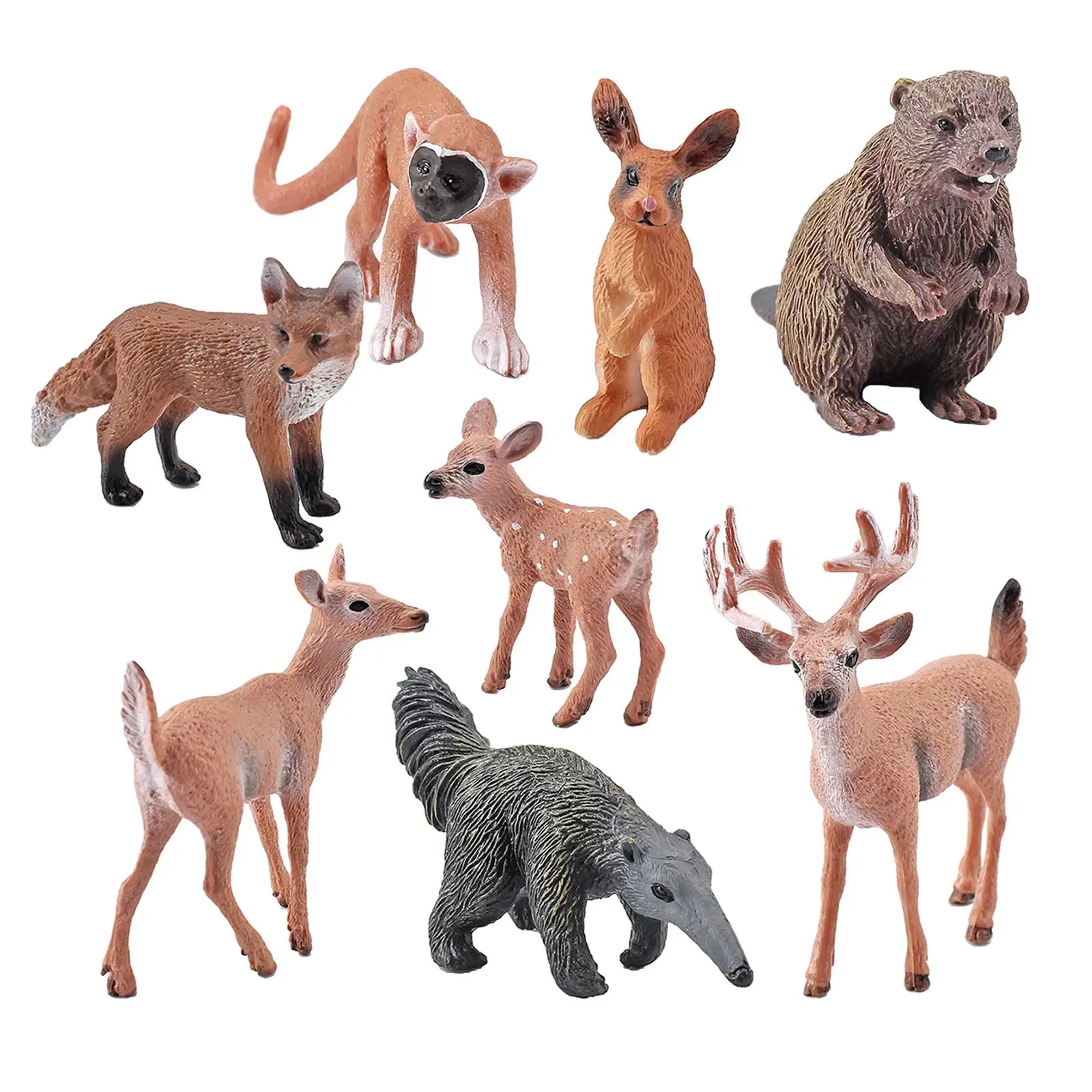 Mini Forest Animal Model, Figures Playset Animal Toy Set Woodland Animal Figures for Kids Ages 3+ Chilfren Toddlers