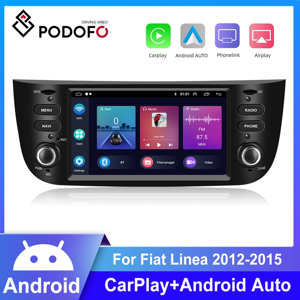 

Автомагнитола Podofo, 2 Din, Android, для Fiat Punto Linea 2012, 2013, 2014, 2015, мультимедийный плеер, GPS-навигация, Авторадио, стерео аудио